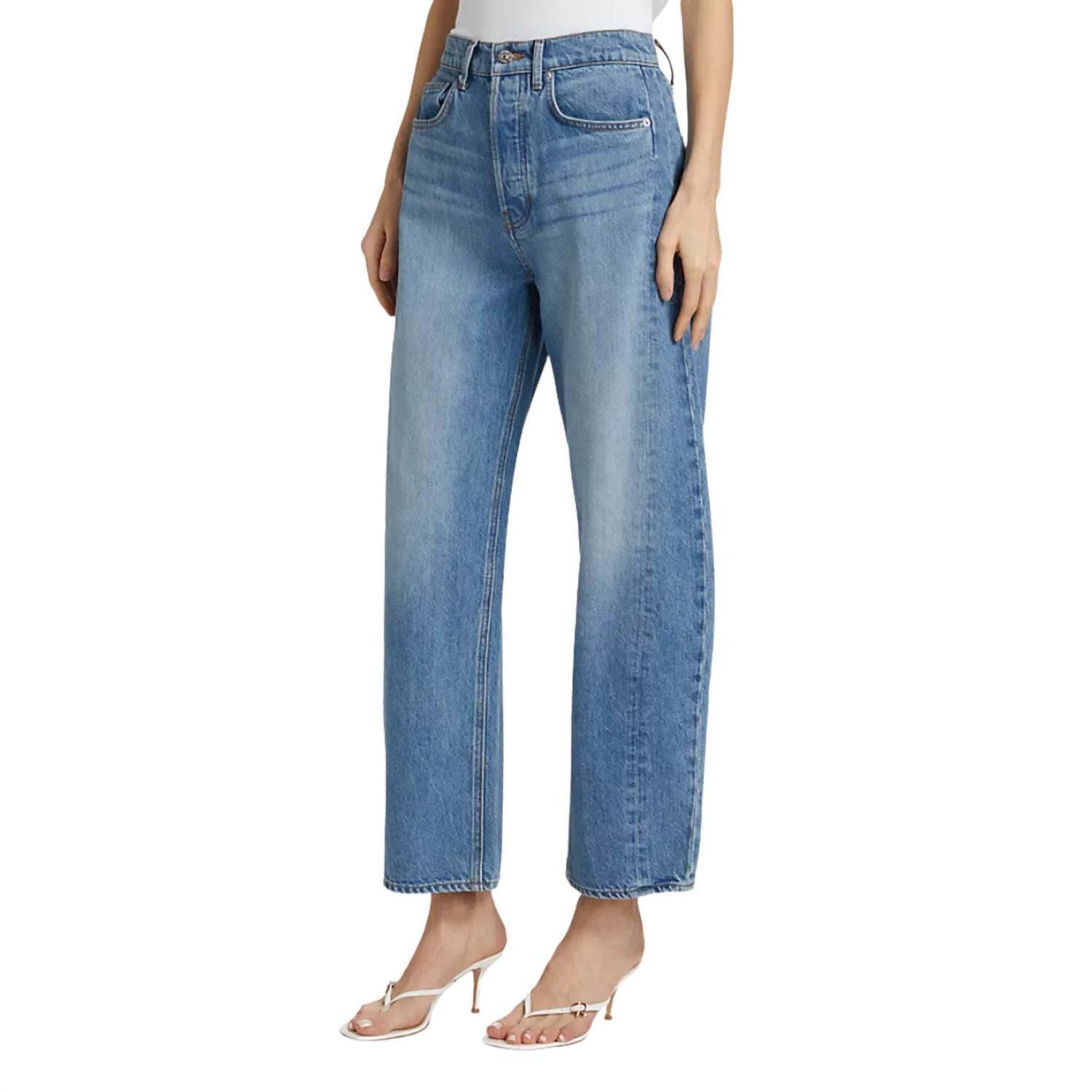 Veronica Beard Ryder Saddle Jean in blue - women's jeans - detail view