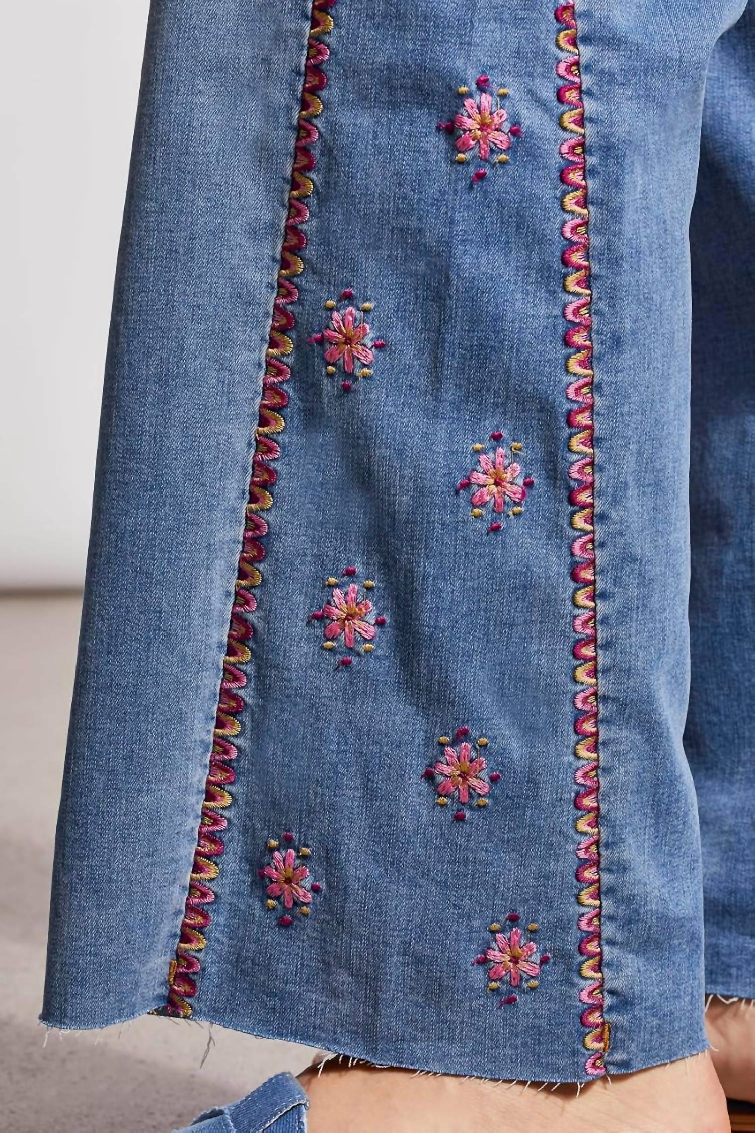 TRIBAL Brooke Hugging Jeans With Side Embroidery in blue lotus - women's jeans - view 5