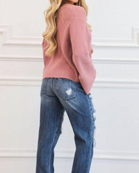 Kancan - Stevenson High Rise Distressed Straight Leg Jeans