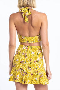 Floral Mini Skirt and Crop Top Set
