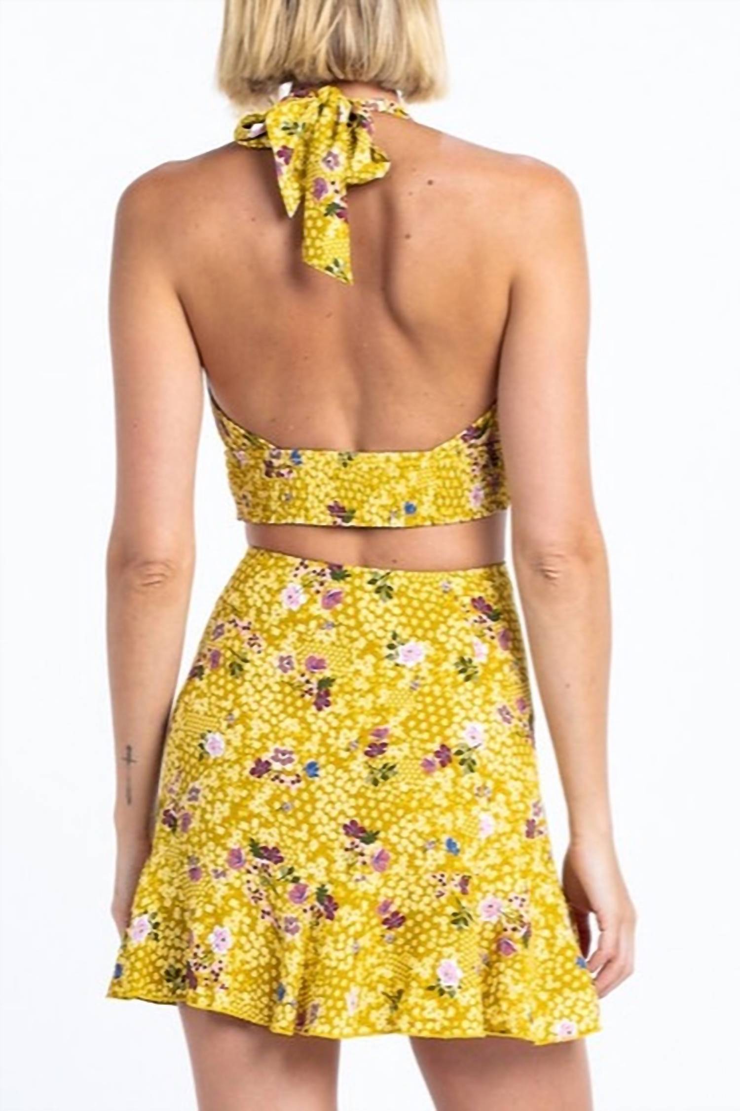 Floral Mini Skirt and Crop Top Set