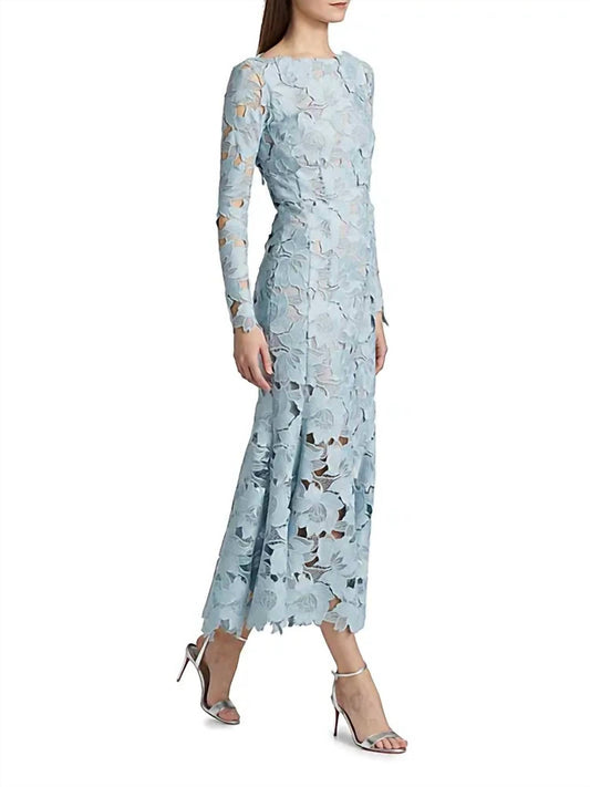 Oscar De La Renta - Long Sleeve Peony Guipure Lace Cocktail Dress