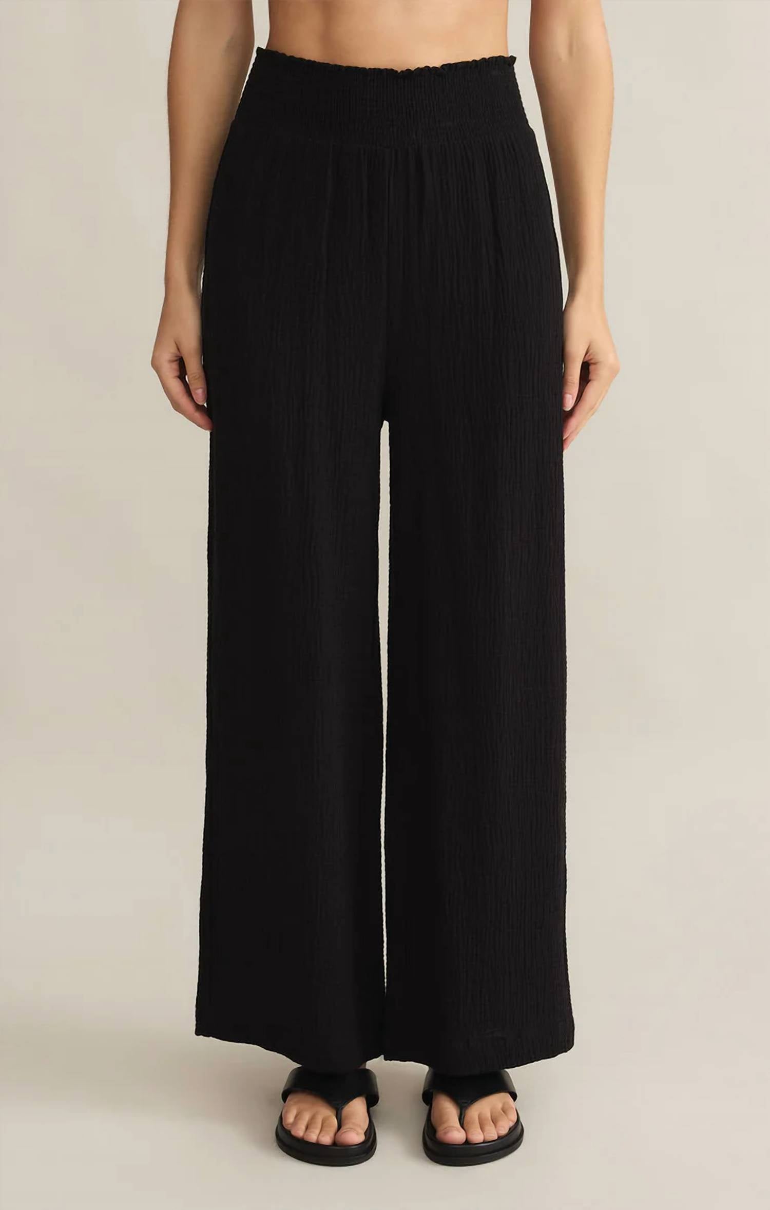 Z Supply Cassidy Gauze Full Length Pant in black - women's pants