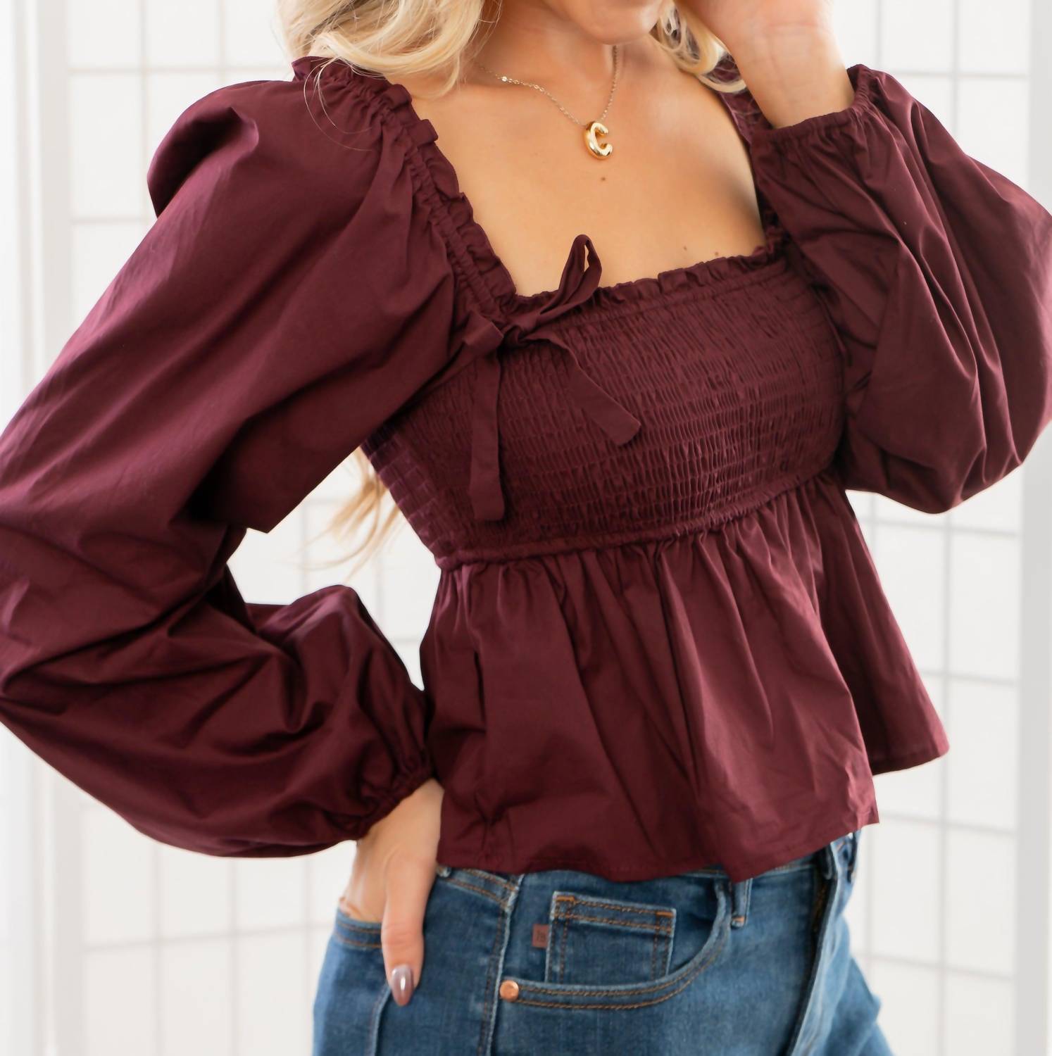 Le Lis - Square Neck Smocked Top
