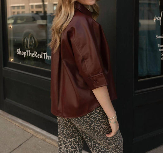 Olivaceous - Faux Leather Top