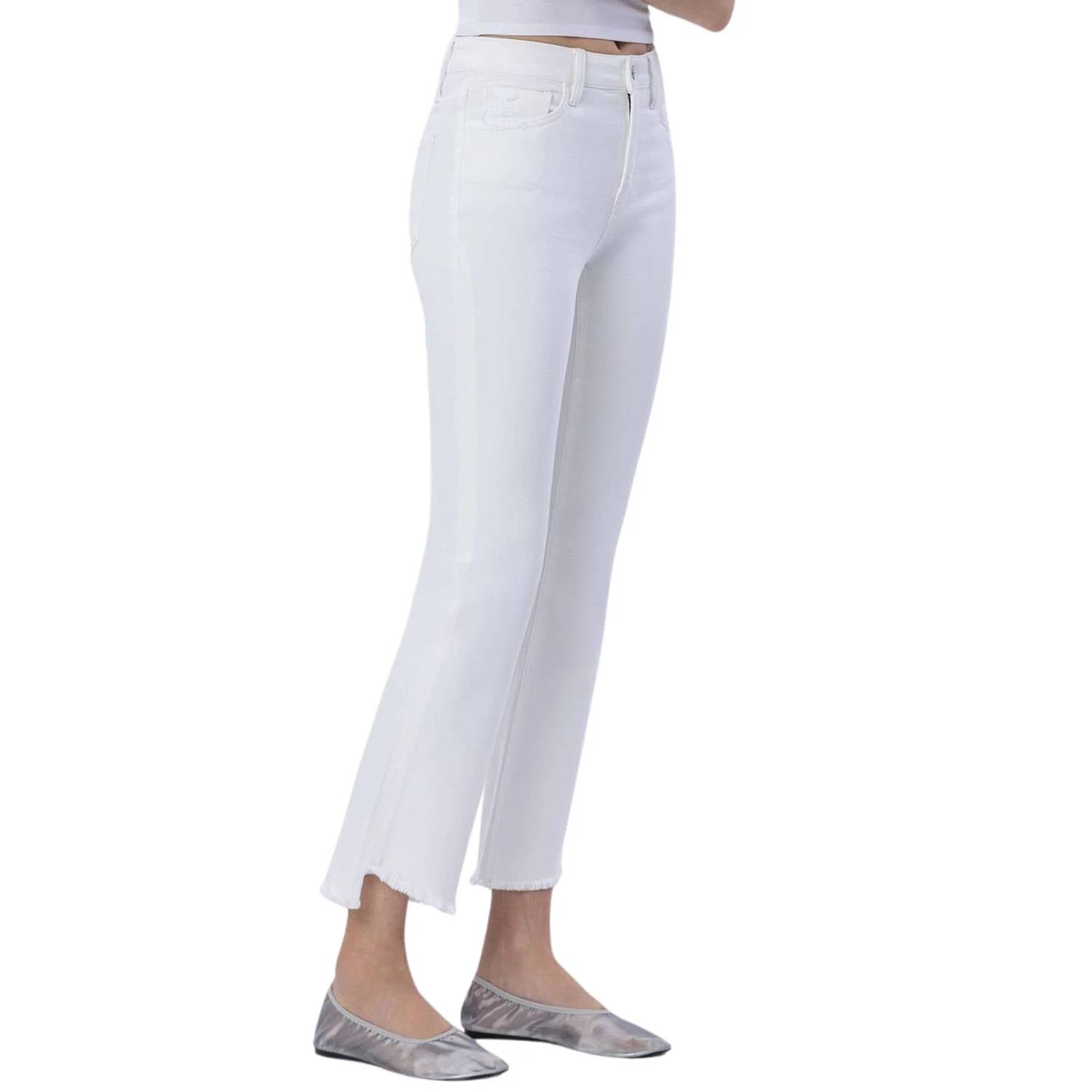 Flying Monkey - High Rise Raw Slant Step Hem Crop Flare Jeans