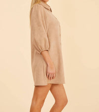Dolce Cabo - Faux Suede Puff Sleeve Shirt Dress
