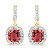 Diana M Jewels Women's Cushion Natural Tourmaline Stud Earrings (2.30 Ct) - Classic Plus in 14k yellow gold - women's jewelry - detail view