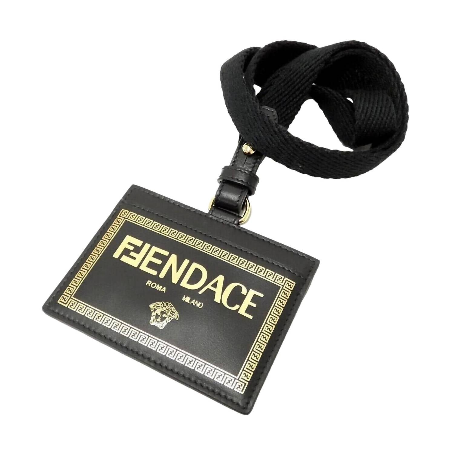 Fendi - Women's Fendace Leather Card Case Wallet Lanyard