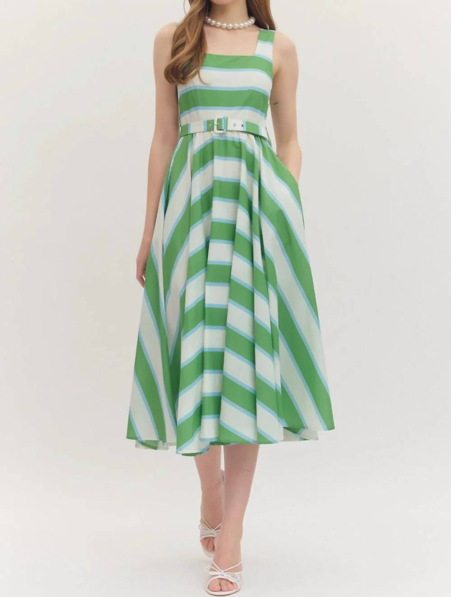 Entro - Leia Striped Midi Dress