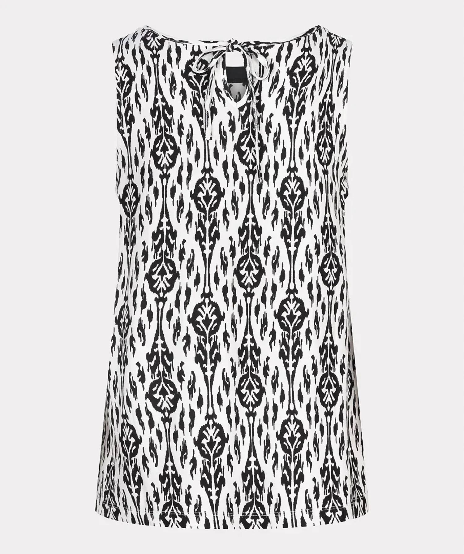 Esqualo - Saga Sleeveless Ikat Print Two Tone Top