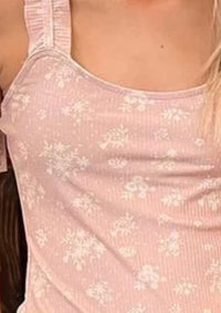 Shiying Fashion - Ribbed Ruffled Straps Square Neck Tank