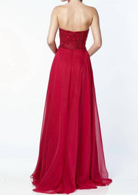 ALYCE PARIS Strapless Embellished Chiffon Gown in red - women's dress - detail view