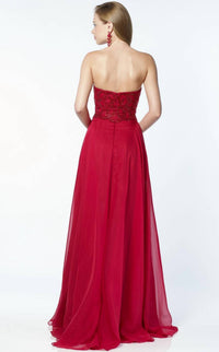 ALYCE PARIS Strapless Embellished Chiffon Gown in red - women's dress - alternate view