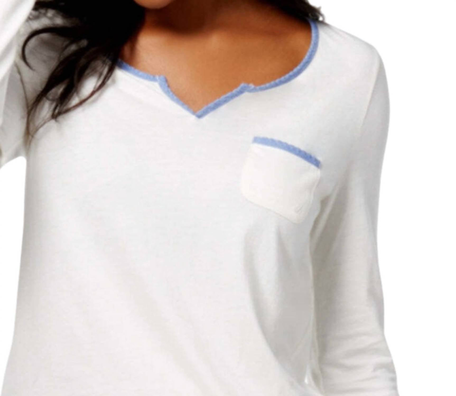 Nautica - Lace Design Long Sleeve Pajama Top
