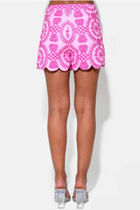 Adelyn Rae - Rose Embroidery Scallop Shorts
