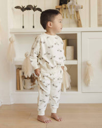 Quincy Mae Kid's Relaxed Fleece Sweatshirt Set in bats - item - alternate view