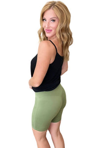 Zenana - High Rise Wide Waistband Biker Shorts