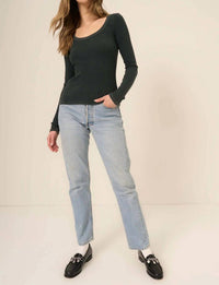 PROJECT SOCIAL T Rae Scoop Neck Long Sleeve Tee in mw midnight pine - women's long sleeve top