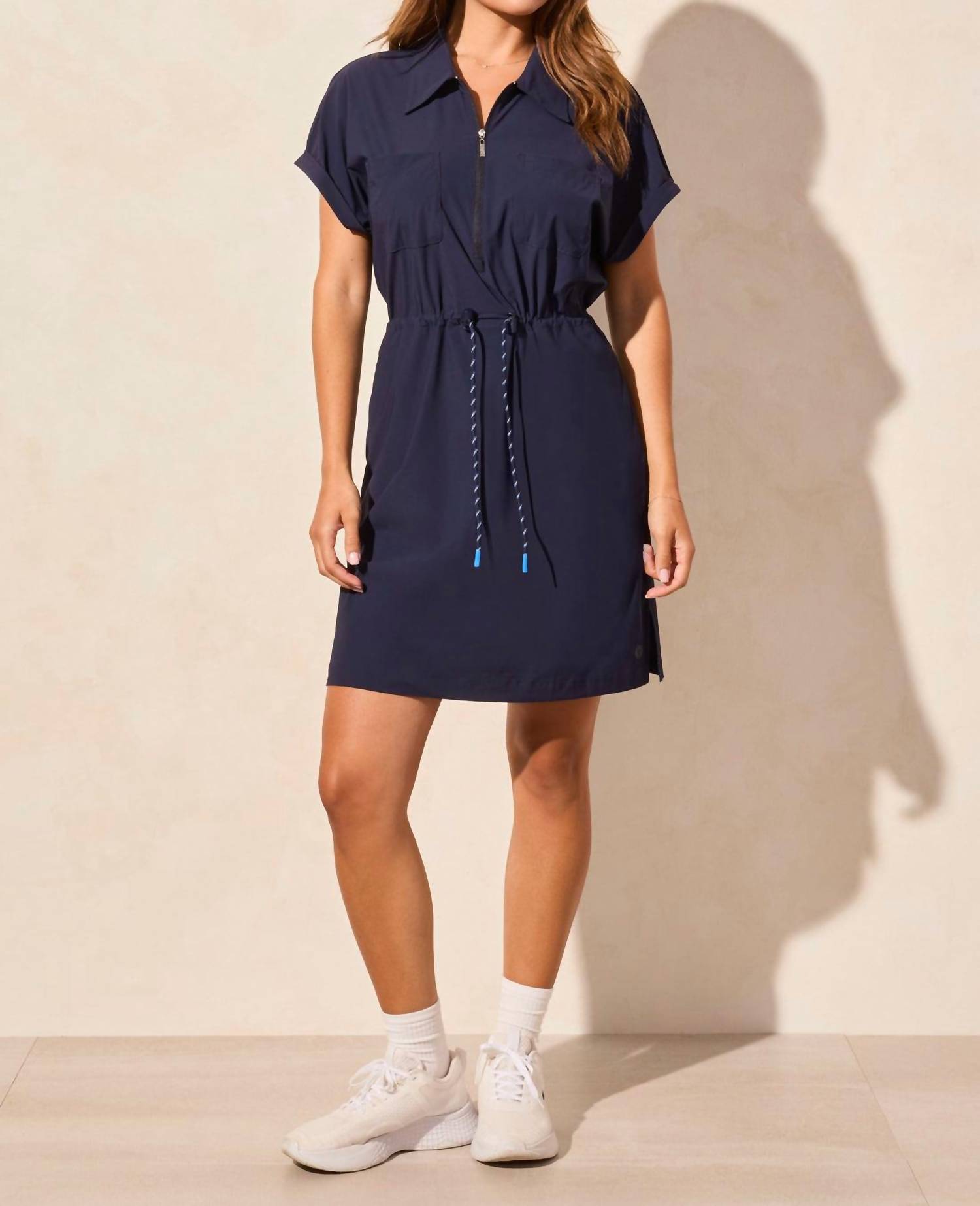 Tribal - Women's Shorts Sleeve Zip Polo Dress
