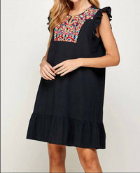 See And Be Seen - Floral Embroidered Ruffle Dress