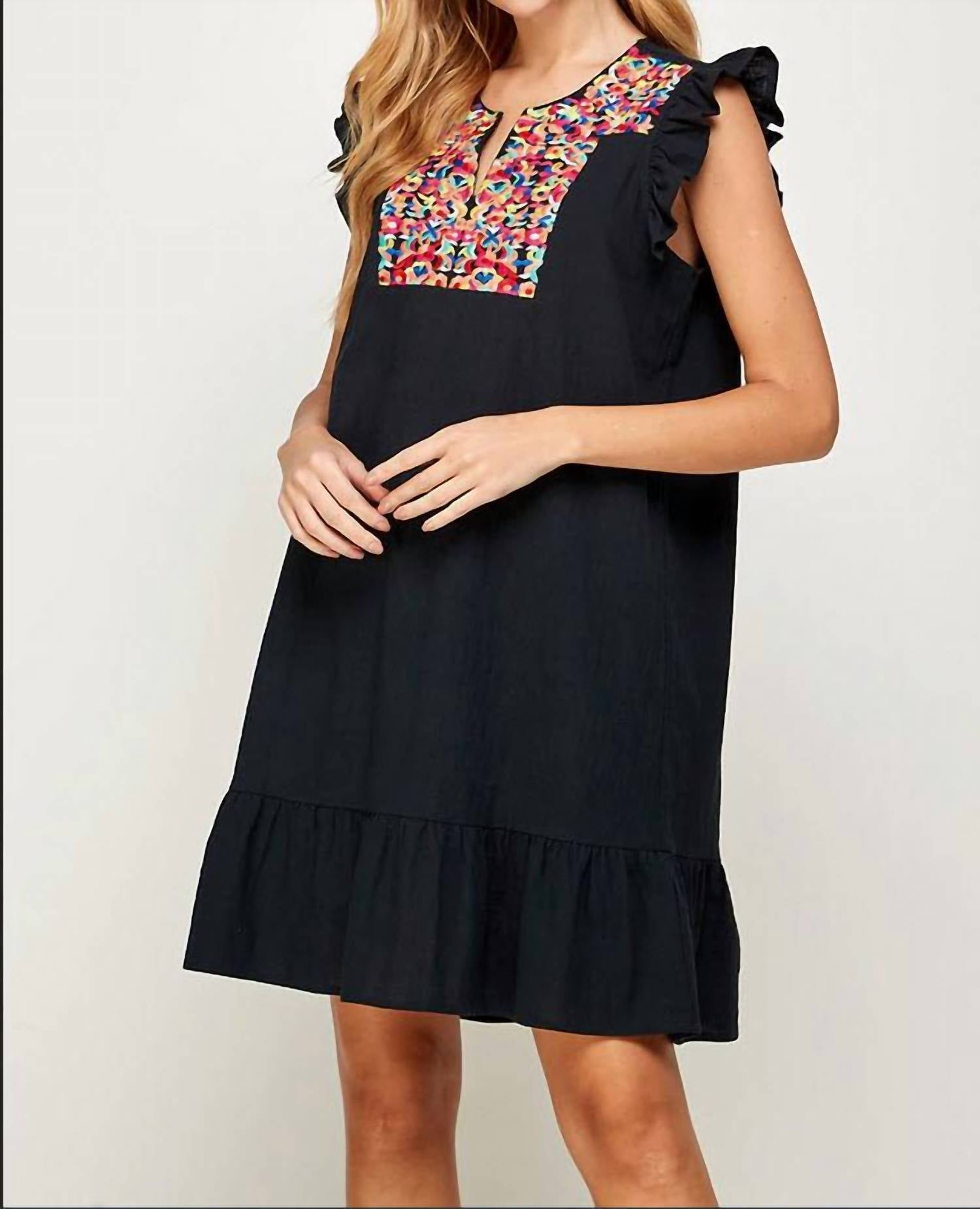 See And Be Seen - Floral Embroidered Ruffle Dress