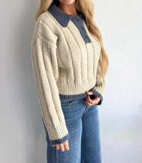 By Together - Collared Cable Knit Sweater