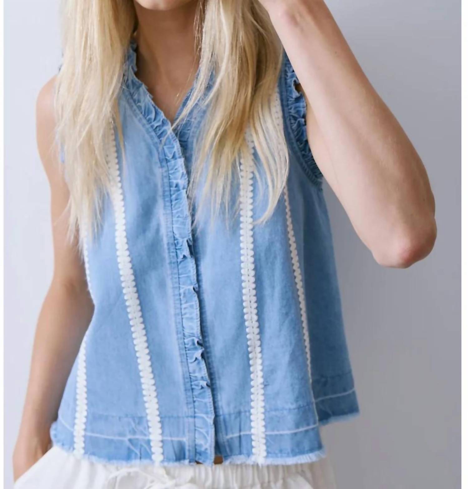 Melissa Nepton - Zander Button Front Sleeveless Blouse
