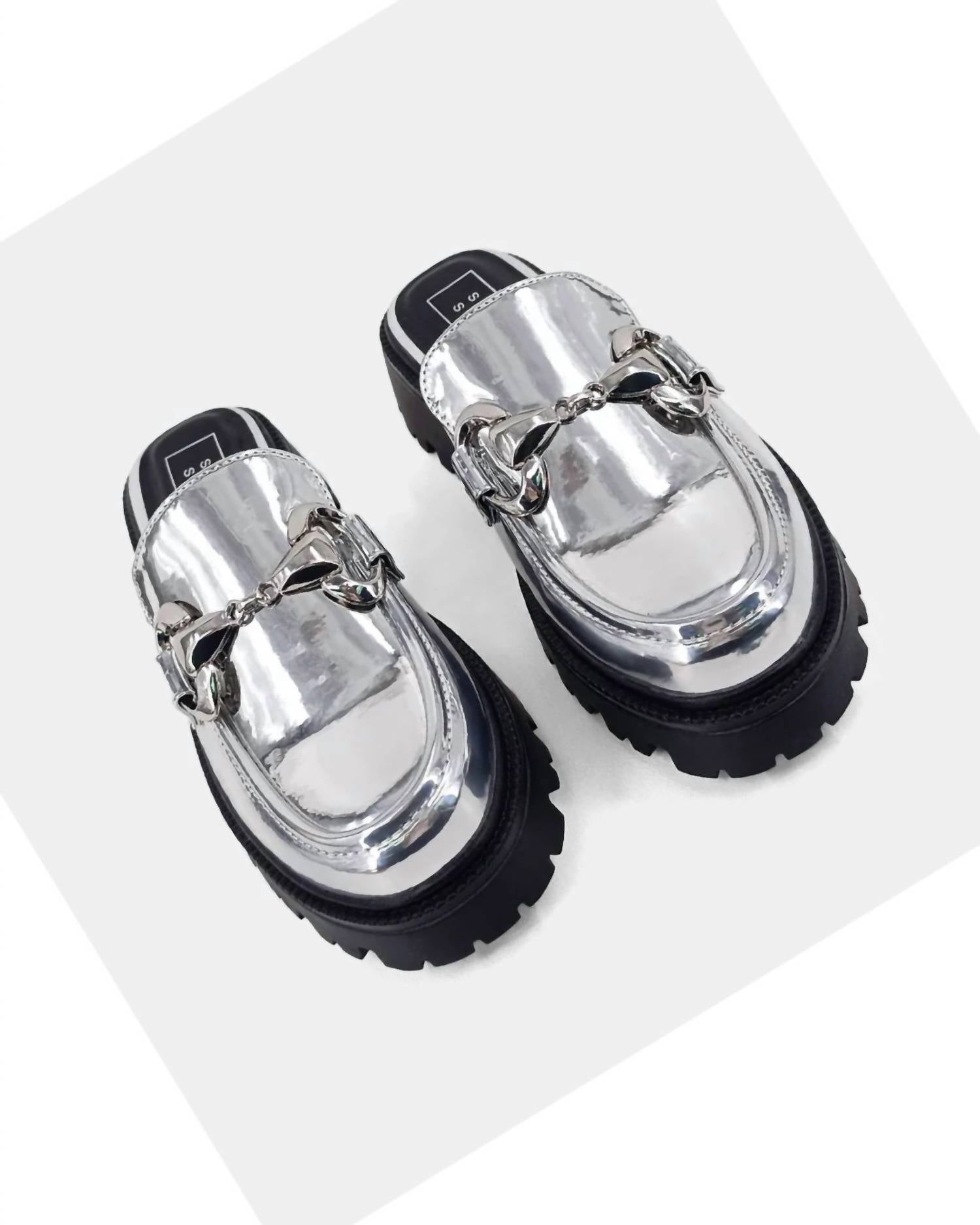 SHU SHOP Women's Tiffany Mule Loafers in silver - women's flats