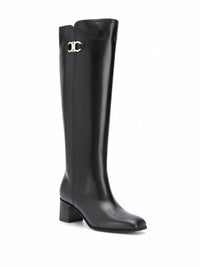 Salvatore Ferragamo Women's Gancini Knee-high Boot in black - women's shoe - detail view