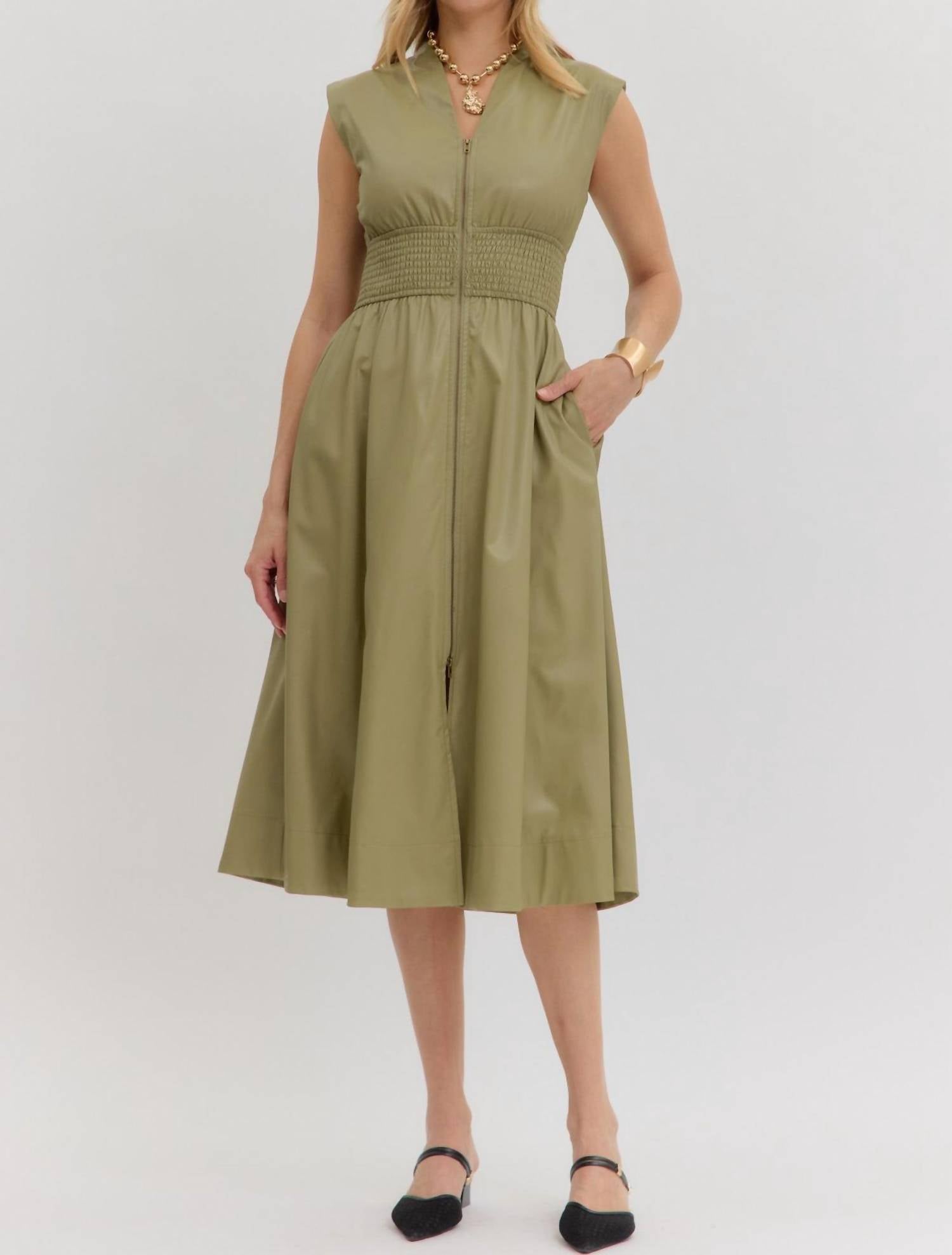 Entro - Urban Edge Vegan Leather Zip Dress