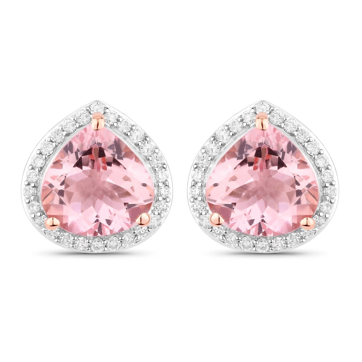 Diana M Jewels Women's Heart Natural Morganite Stud Earrings (3.27 Ct) - Signature Plus in 14k rose gold - women's jewelry