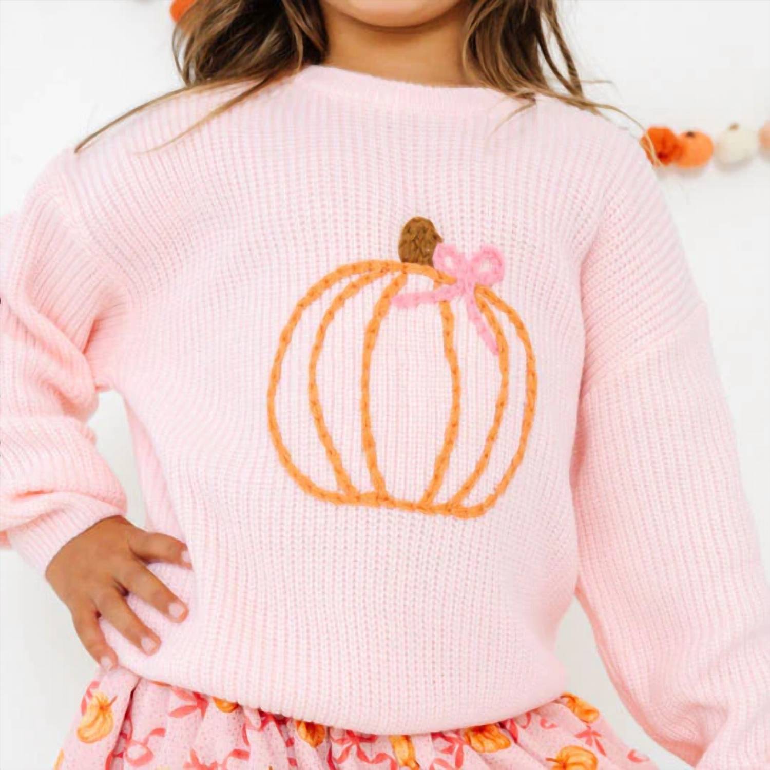Sweet Wink - Kid's Coquette Pumpkin Knit Sweater