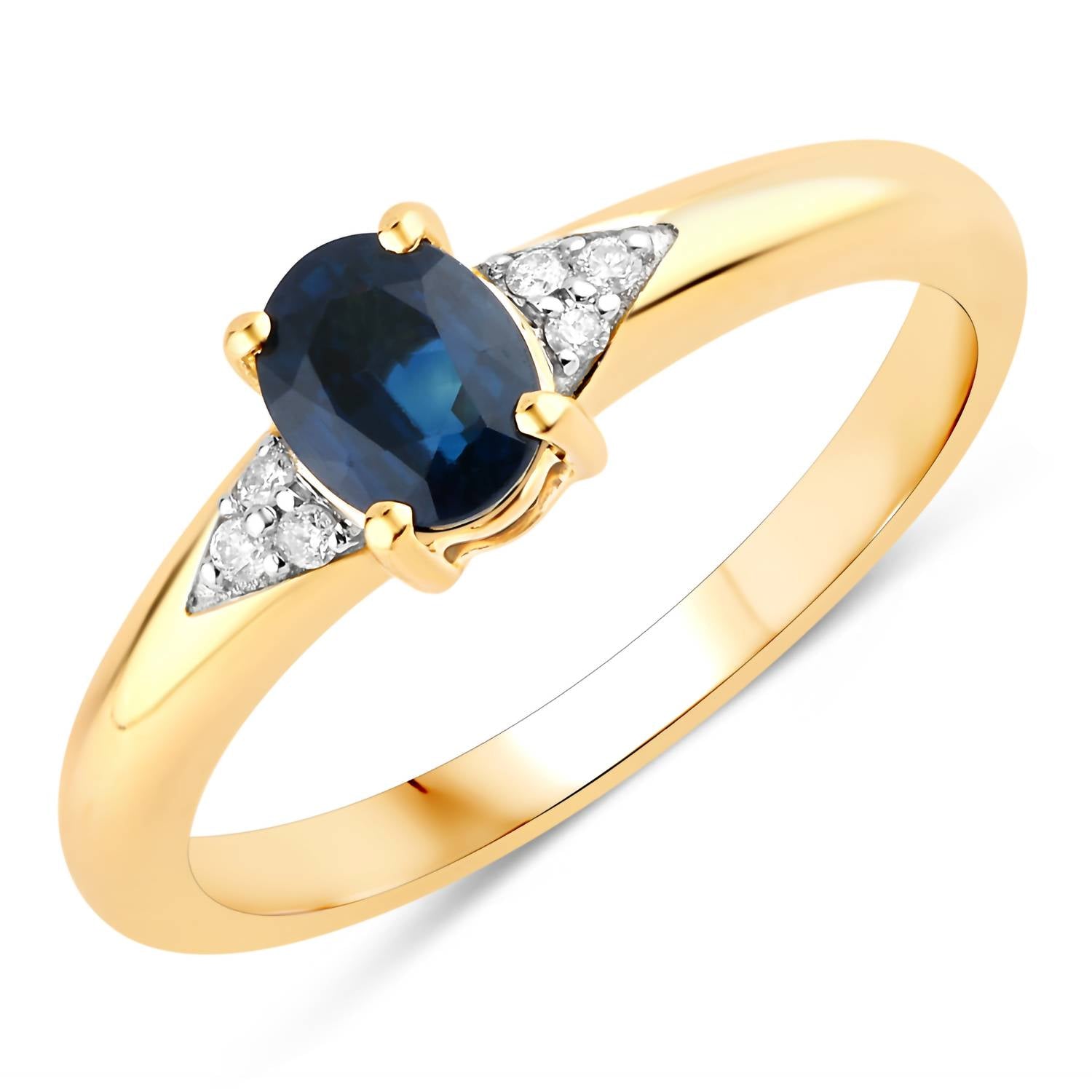 Diana M Jewels Women's Oval Natural Sapphire Fashion Ring (0.84 Ct) - Delicate in 14k yellow gold - women's jewelry