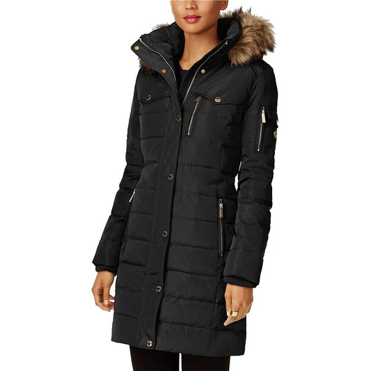 Michael Kors - Faux Fur Trim Removable Hood Down Puffer Coat