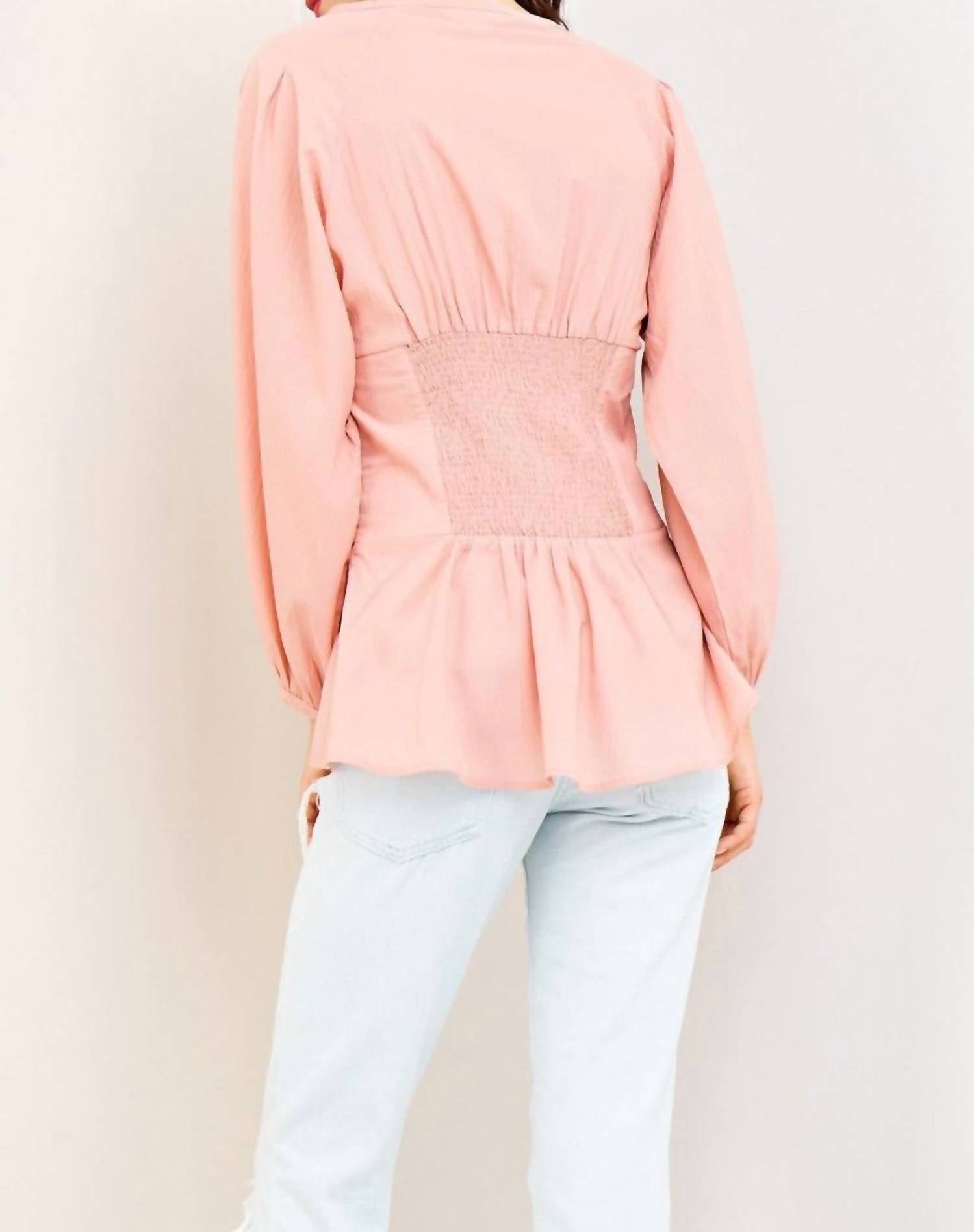 Entro - Tie Front Long Sleeve Blouse