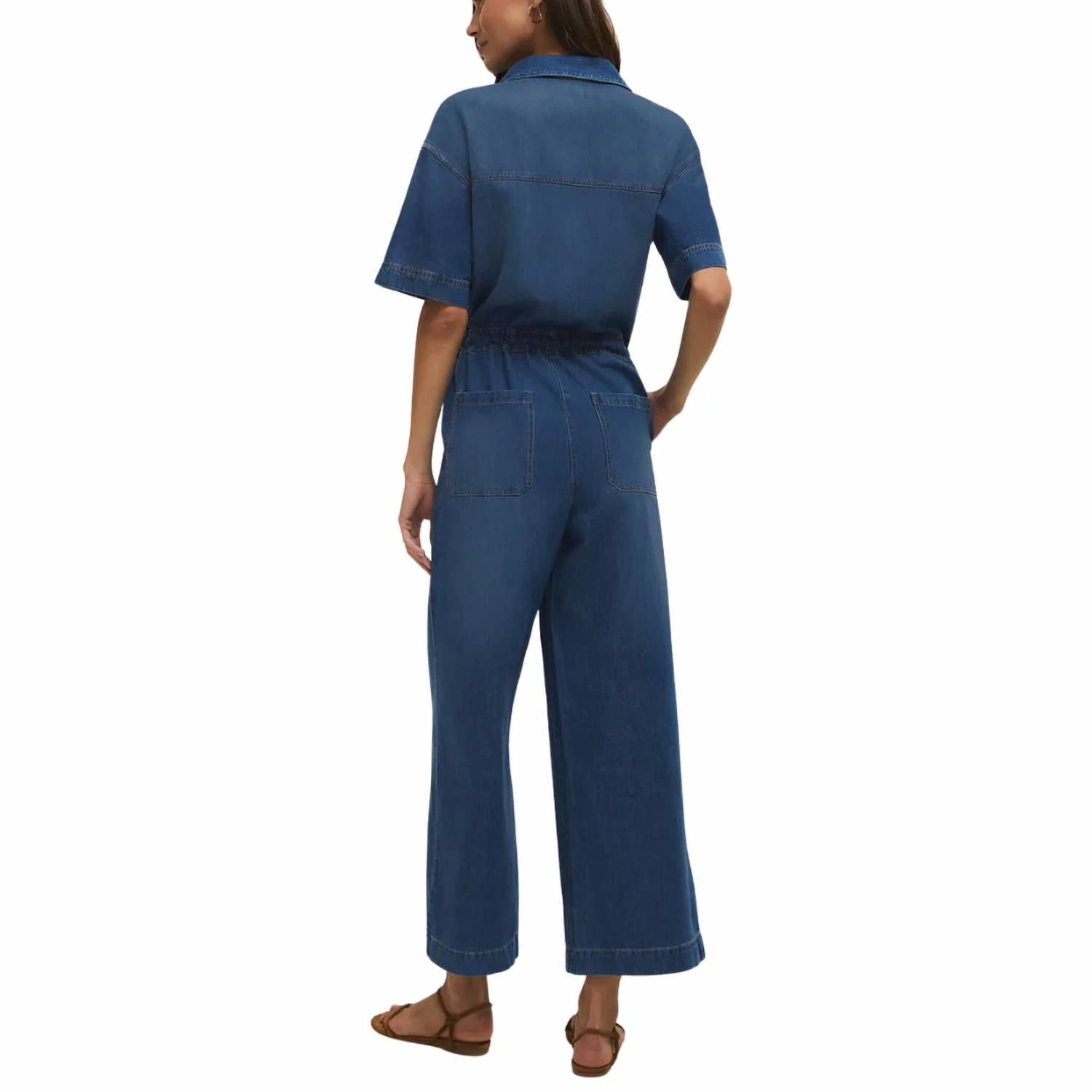 Z Supply Elsie Jumpsuit in denim - women's pants - detail view