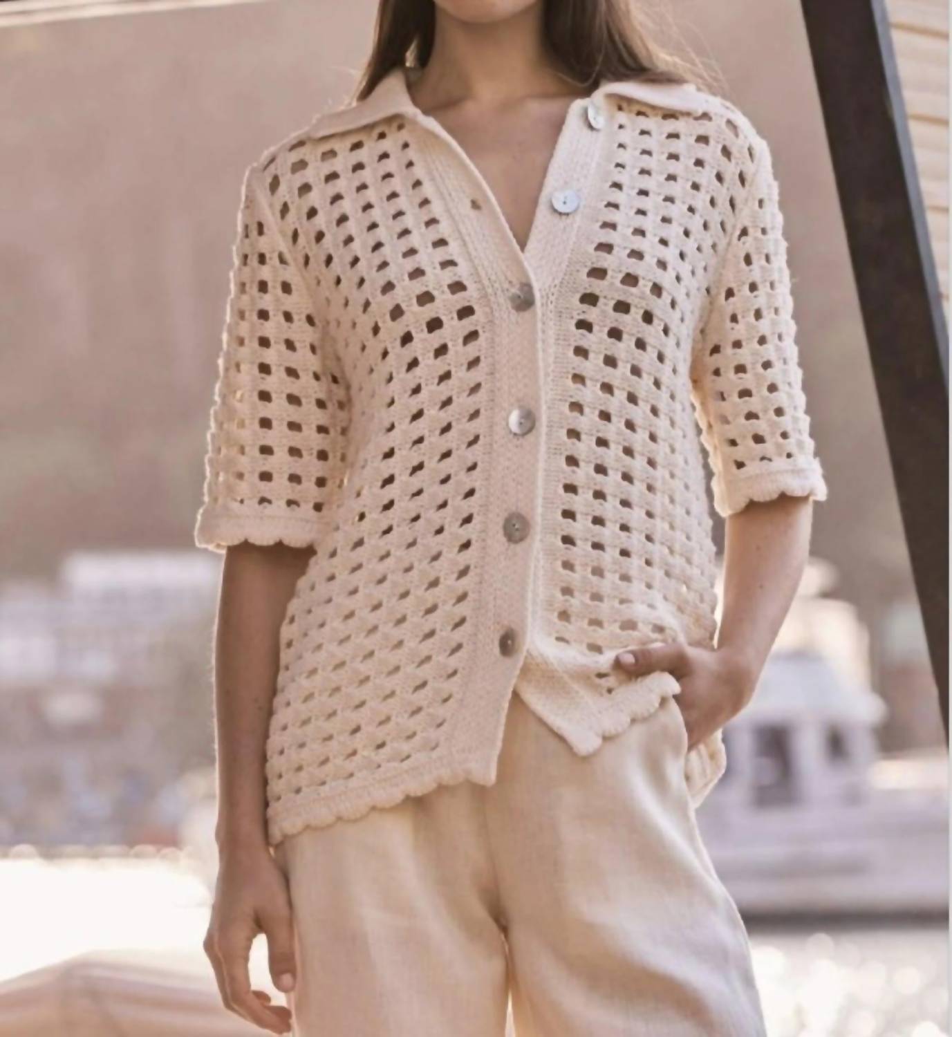 Little Lies - Crochet Button Shirt