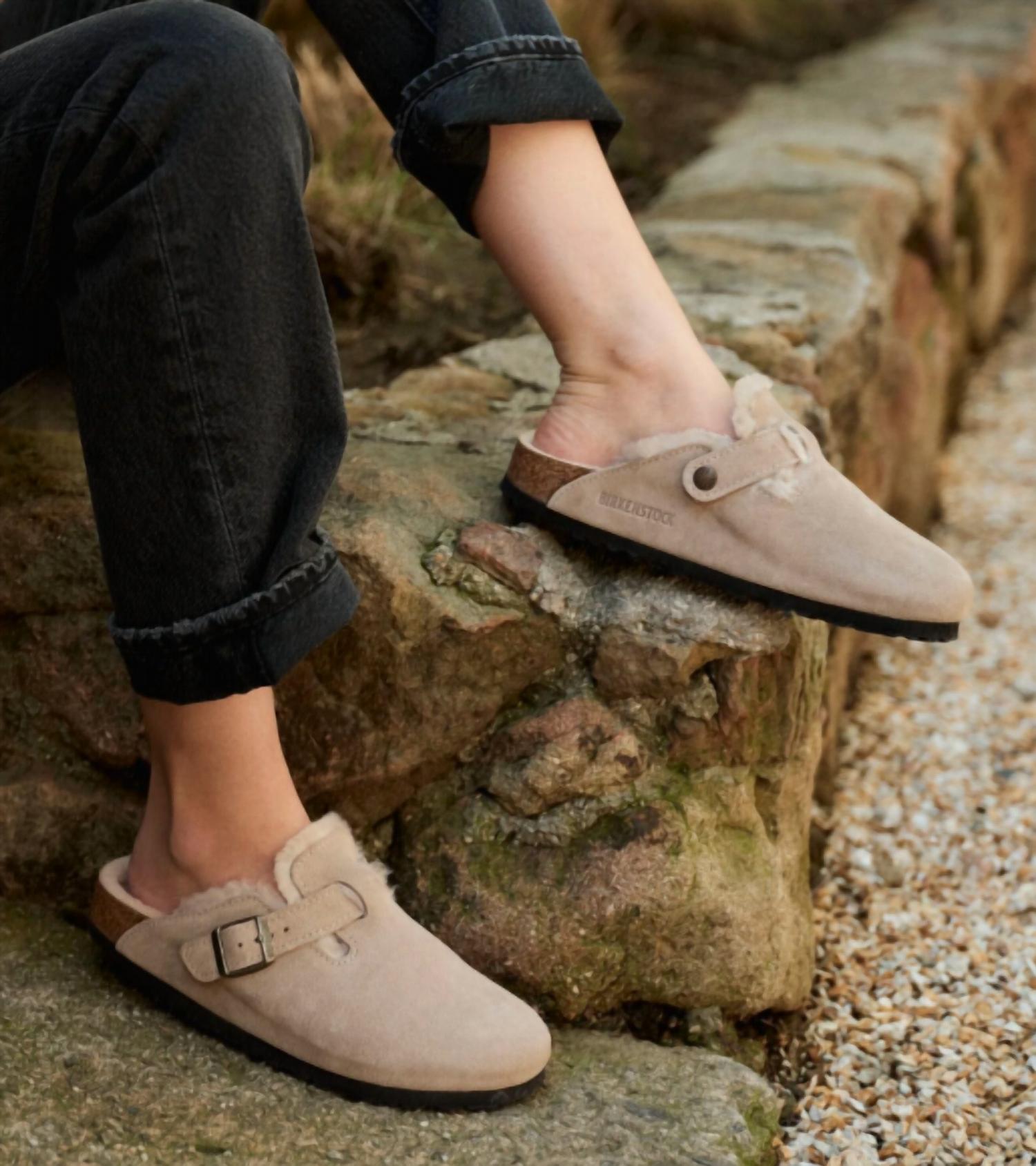 Birkenstock - Women's Boston Suede Shearling Clogs