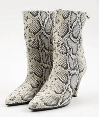 Longchamp - Women's Python Print Leather Ankle Boots