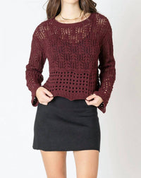 Dex - Open Stitch Wavy Hem Sweater