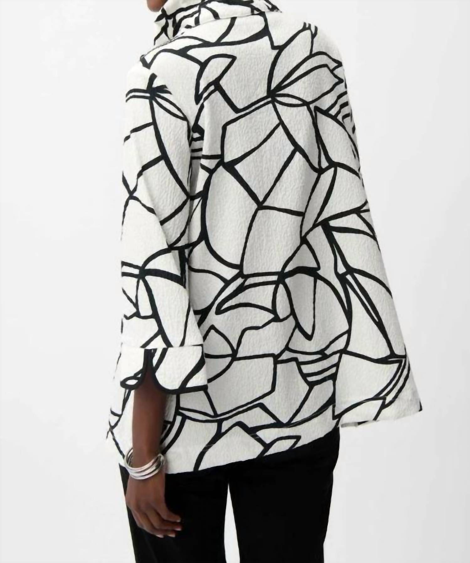 Joseph Ribkoff - Seersucker Abstract Print Trapeze Jacket