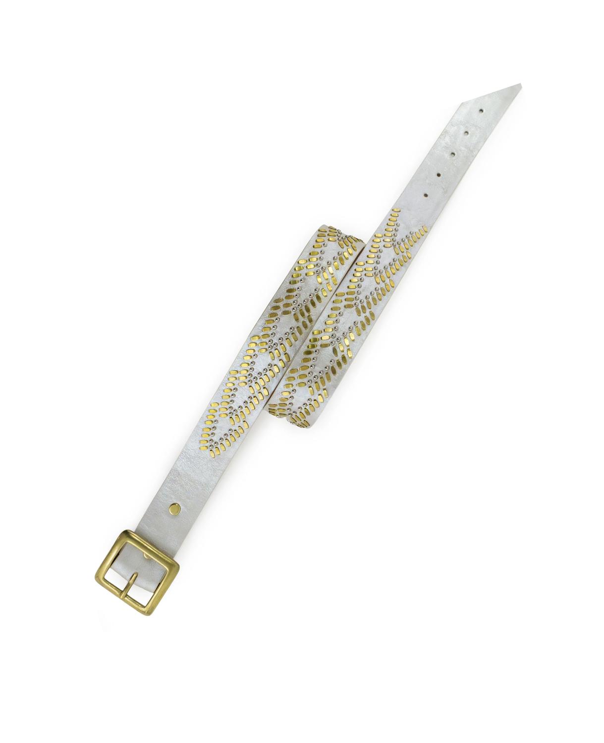 Calleen Cordero - Women's Pearl Studded Leather Belt