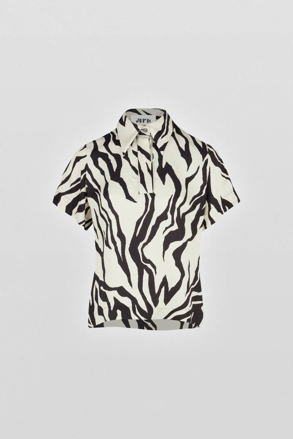 Maison Rabih Kayrouz Zebra Print Polo Shirt in black white - women's long sleeve top - alternate view