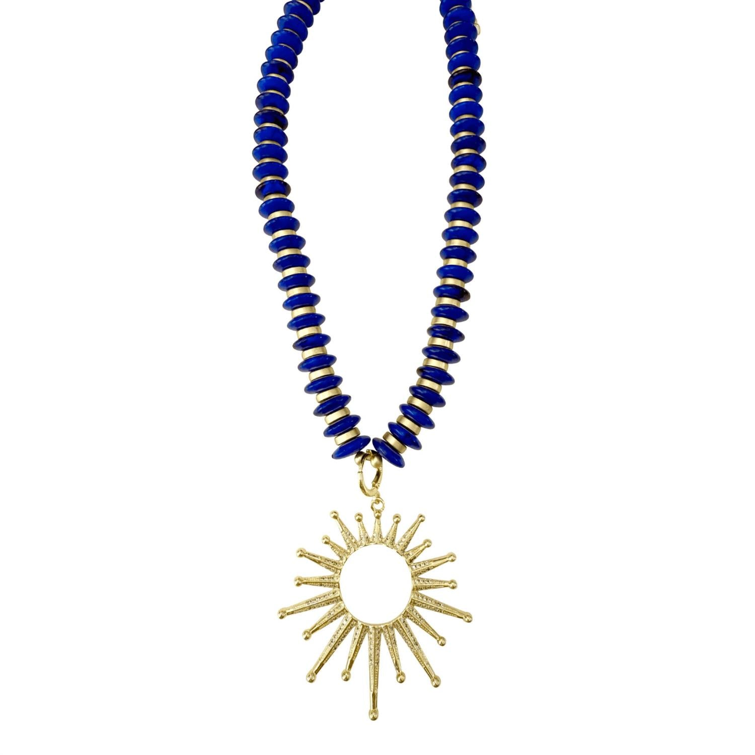gemelli Women's Amelia With Open Sun Charm Beaded Necklace in blue - women's jewelry