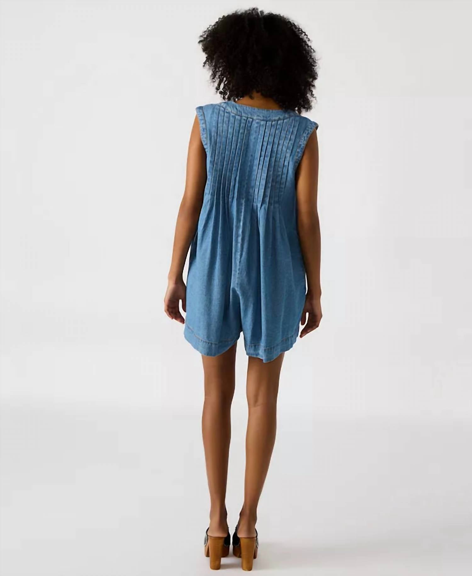 STEVE MADDEN Rodeo Ready Denim Romper in blue - women's pants - detail view