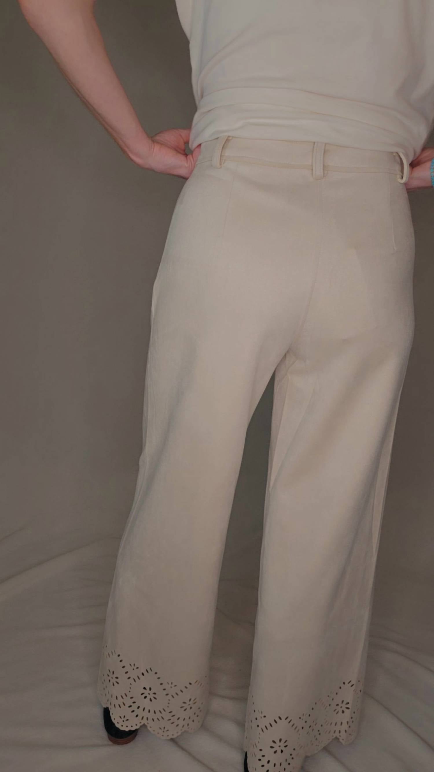 Allie Rose - Suede Laser Cut Wide Leg Pants
