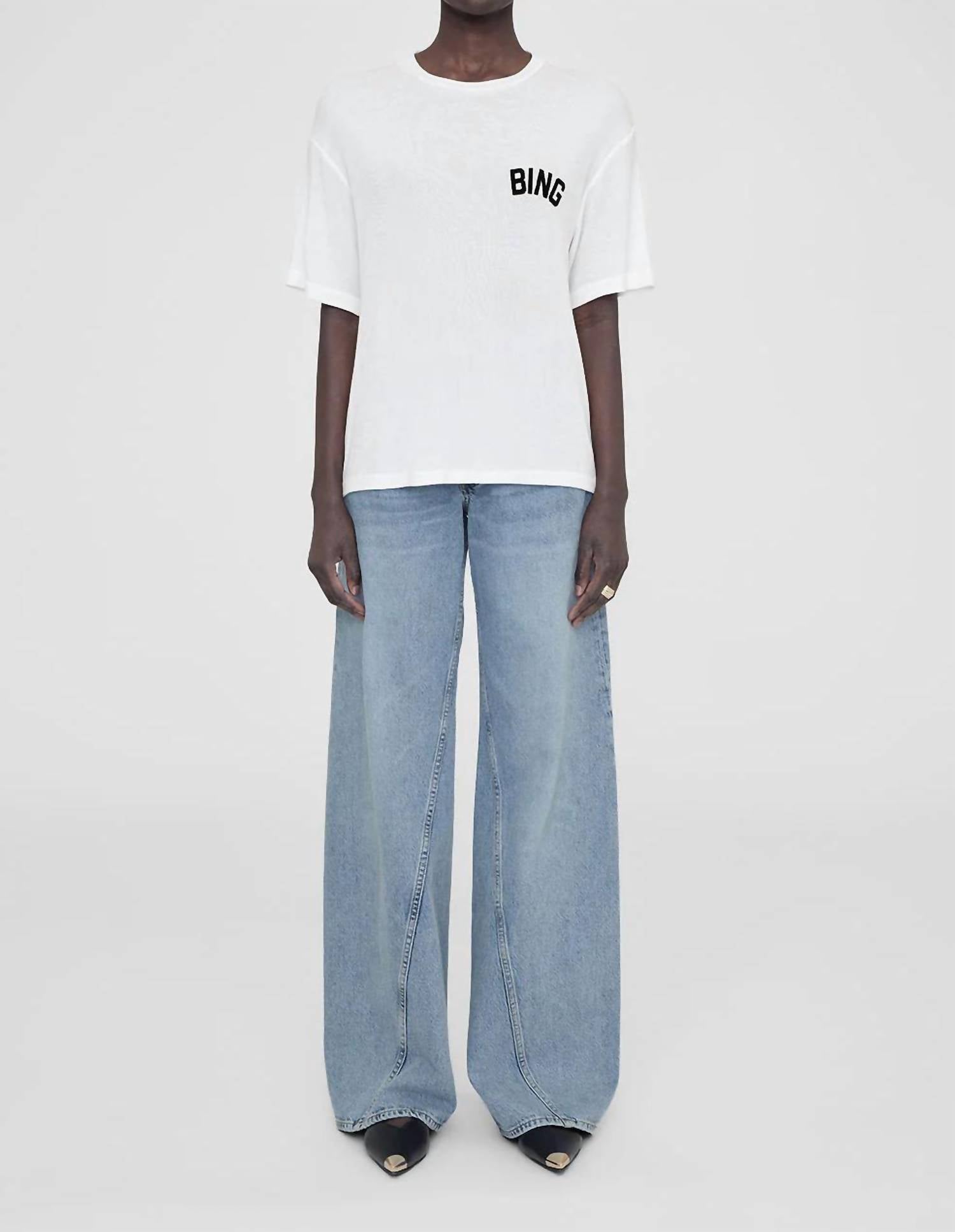 ANINE BING Louis Hollywood Tee in ivory - women's t-shirt