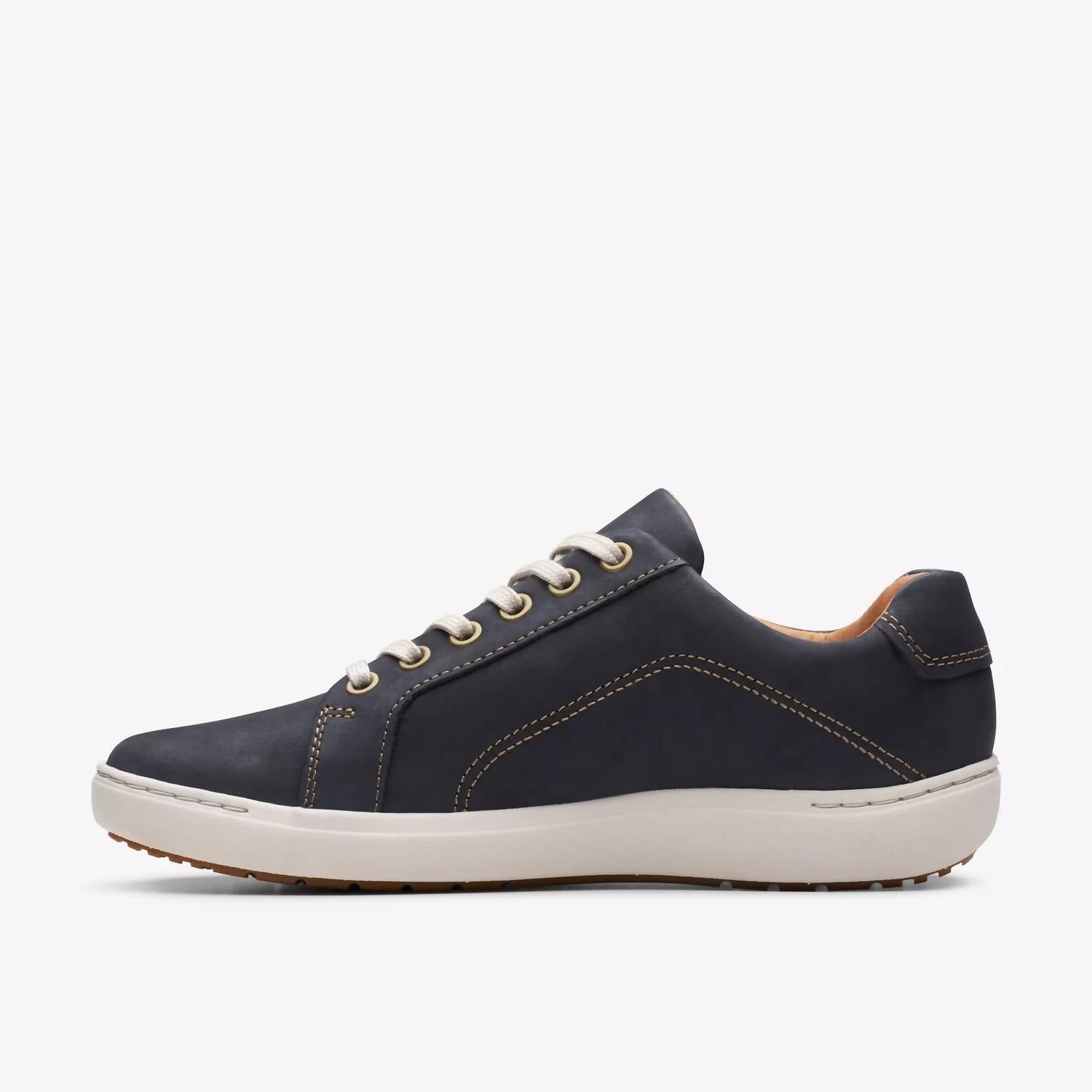 Clarks Women's Nalle Lace Sneakers in navy nubuck - women's sneaker - detail view