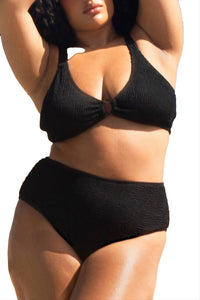 Fashion Szn Curve - Crinkle Trim Detail Bikini Set - Plus